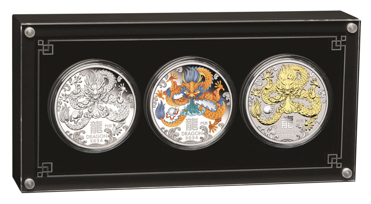2024 Australia Lunar Series III Year of the Dragon 1oz Silver Trio Coin