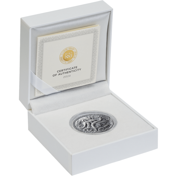 2024 Ghana Life Quotes Kraken 1oz Silver High Relief Antiqued Coin - Image 7