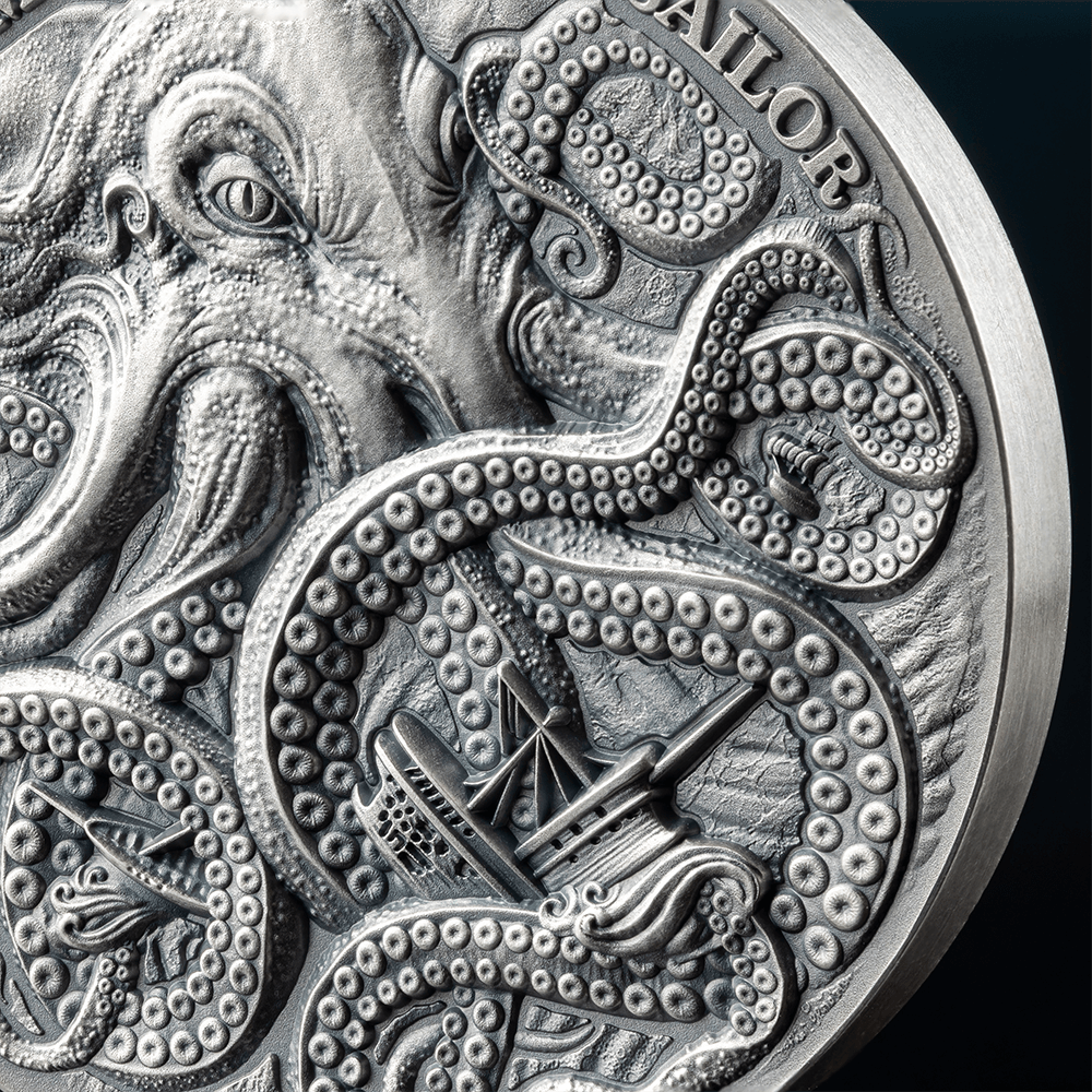 2024 Ghana Life Quotes Kraken 1oz Silver High Relief Antiqued Coin   2024 Ghana Life Quotes Kraken 1oz Silver High Relief Antiqued Coin GR Reserve Zoom 