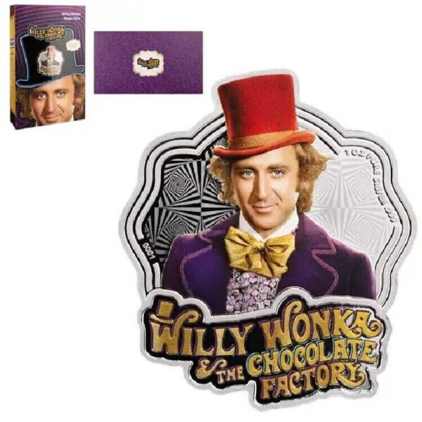 2024 Samoa Willy Wonka and The Chocolate Factory Shaped 1oz Silver Coin - Image 4