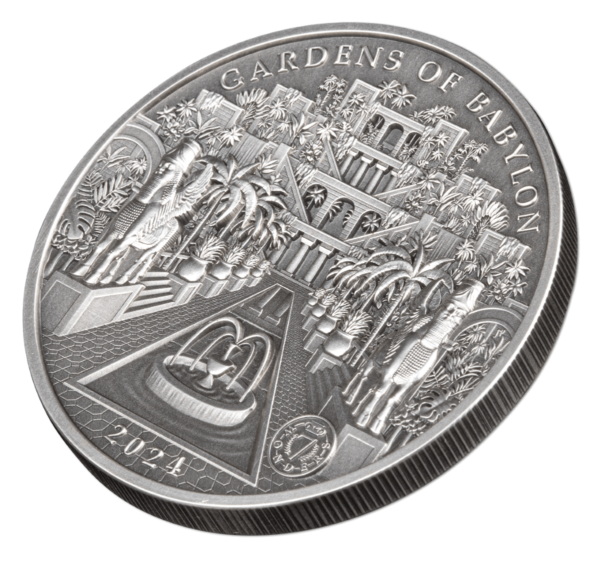 2024 Solomon Islands Seven Wonders of the World Gardens of Babylon 100g Silver Coin - Image 3