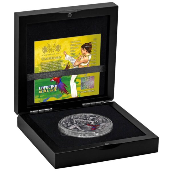 2023 Cameroon Rebel Time Capoeira 2oz Silver Antiqued Coin - Image 6