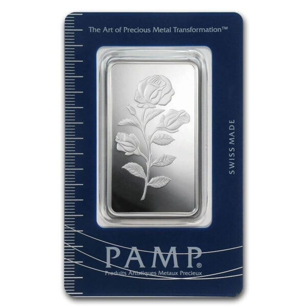 PAMP Suisse Rosa 1oz Silver Minted Bar in Assay Card