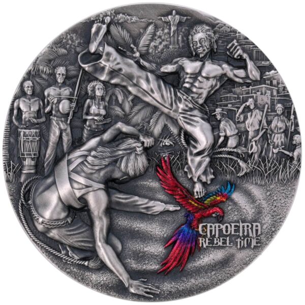 2023 Cameroon Rebel Time Capoeira 2oz Silver Antiqued Coin