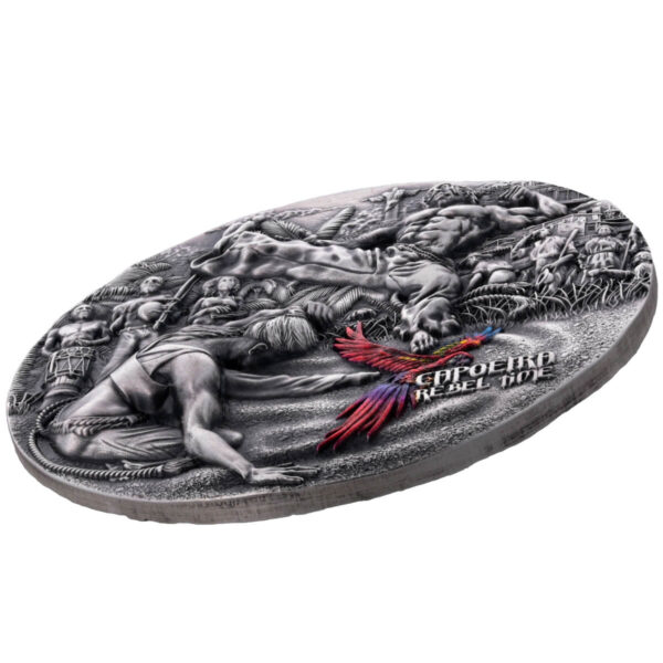 2023 Cameroon Rebel Time Capoeira 2oz Silver Antiqued Coin - Image 4