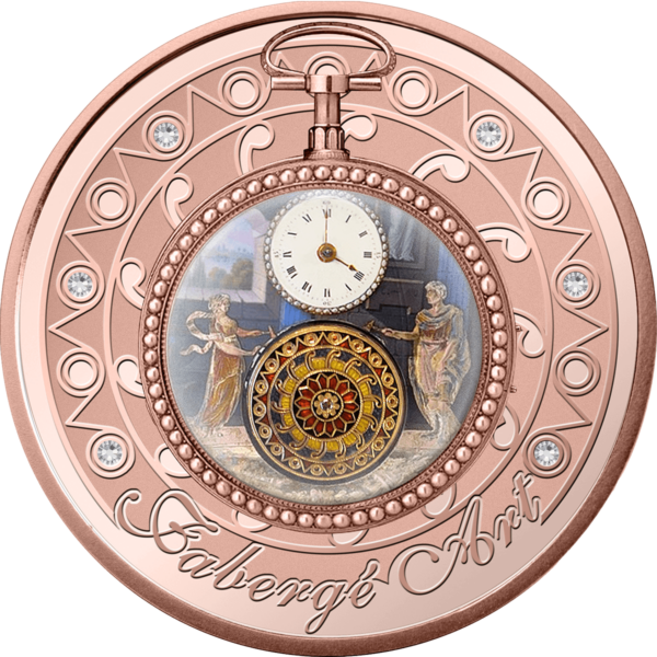 2023 Niue Faberge Art Pocket Watch 1oz Silver Proof Gilded Coin