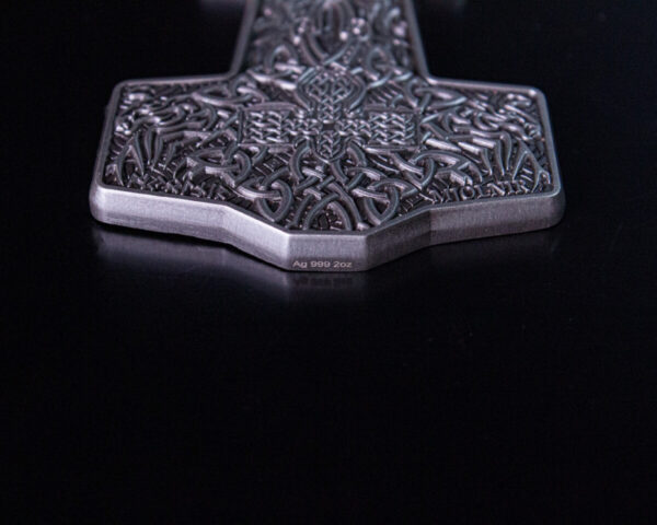 2024 South Korea Thor's Mjolnir Hammer 2oz Silver Antiqued Stacker Coin - Image 6