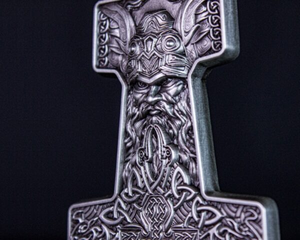 2024 South Korea Thor's Mjolnir Hammer 2oz Silver Antiqued Stacker Coin - Image 4