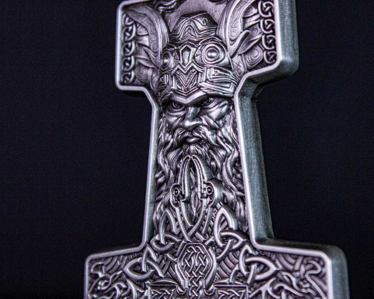 2024 South Korea Thor S Mjolnir Hammer 2oz Silver Antiqued Stacker Coin   2024 South Korea Thors Mjolnir Hammer 2oz Silver Antiqued Stacker Coin GR Reserve Social 