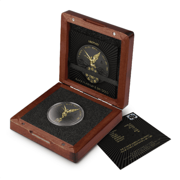 2023 Mexico Libertad Black Platinum and Gold 1oz Silver Ennobled Coin - Image 4
