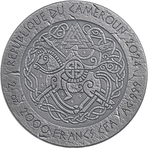 2024 Cameroon The Way of the Valhalla Ragnar Lothbrok 2 oz Silver Antiqued Coin - Image 2