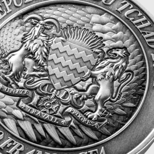 2024 Chad The Decree Of The Wooden Dragon 2 oz Silver Antiqued Coin - Image 4