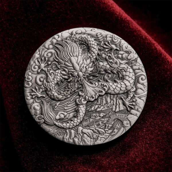 2024 Australia Lunar Series III Year of the Dragon 2 oz Silver Antiqued Coin - Image 4