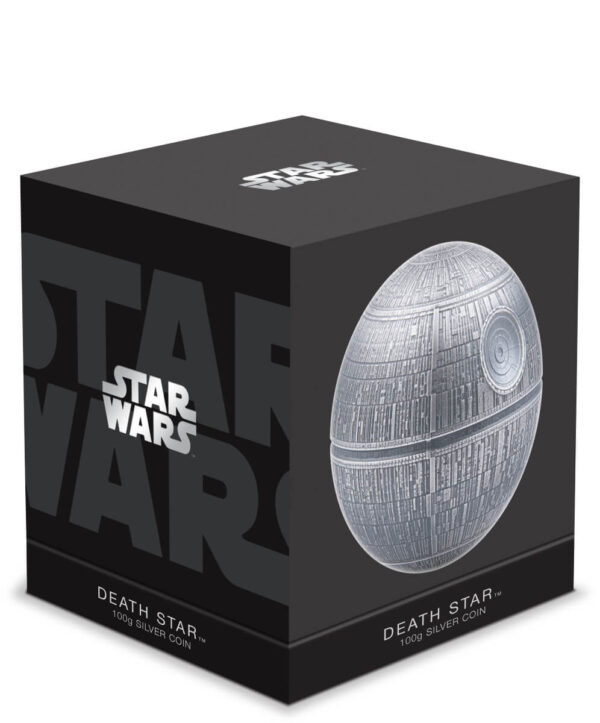 2024 Niue Star Wars Death Star Spherical 100 Gram Silver Antiqued 3D Coin - Image 5