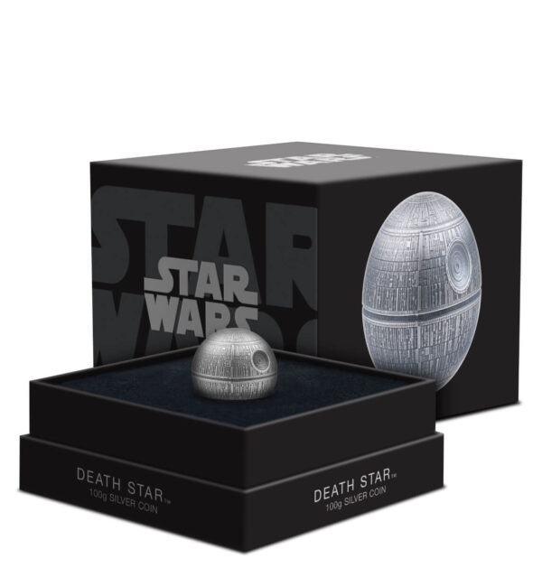 2024 Niue Star Wars Death Star Spherical 100 Gram Silver Antiqued 3D Coin - Image 4