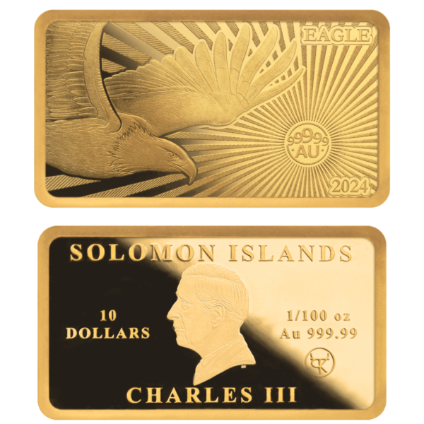 2024 Solomon Islands World's Purest Bullion Eagle 1/100 oz Proof Gold Bar - Image 3