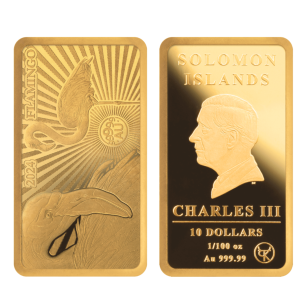 2024 Solomon Islands World's Purest Bullion Flamingo 1/100 oz Proof Gold Bar - Image 3