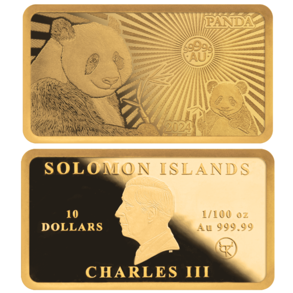 2024 Solomon Islands World's Purest Bullion Panda 1/100 oz Proof Gold Bar - Image 3