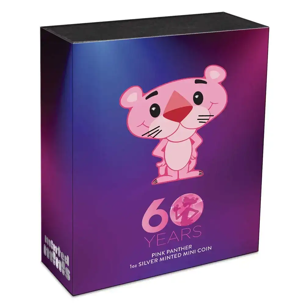2024 Tuvalu Pink Panther 60th Ann. 1 oz Silver Colorized Shaped