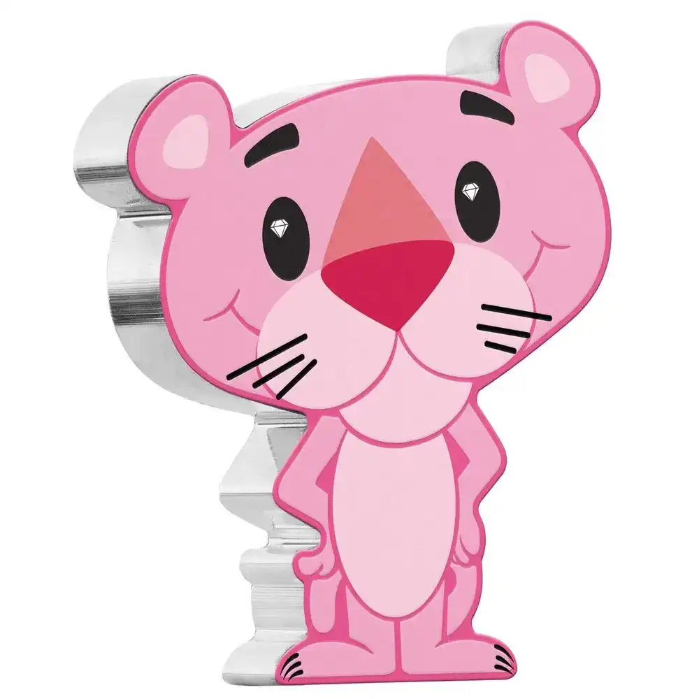 2024 Tuvalu Pink Panther 60th Ann. 1 oz Silver Colorized Shaped