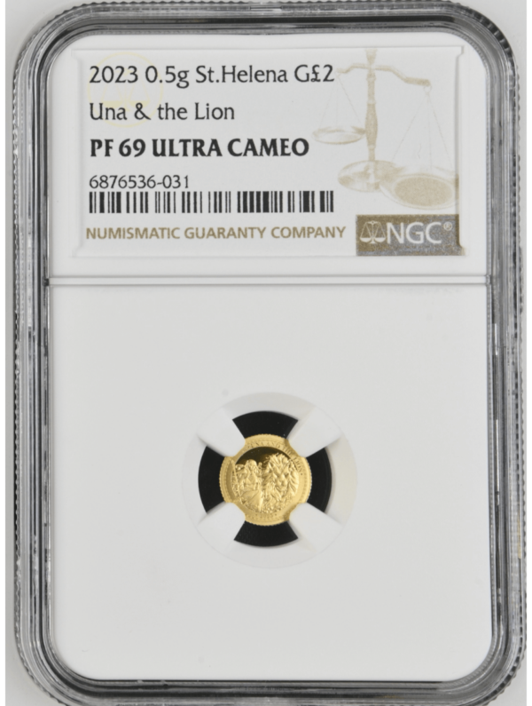 2023 St. Helena Una and The Lion 1/2 Gram Gold Coin NGC PF 69 UCAM