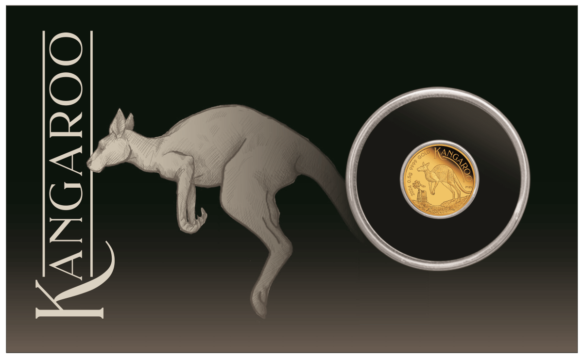 2024 Australia Mini Roo 1/2 Gram Gold Proof Coin in Card - GRReserve.com