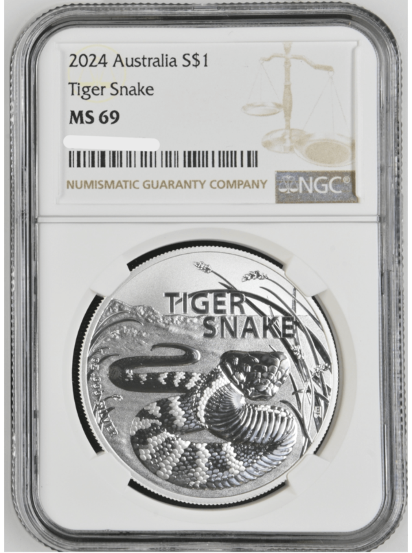 2024 Australia Most Dangerous Tiger Snake 1 oz Silver Coin NGC MS 69