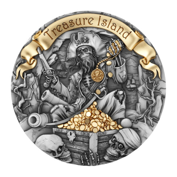 2024 Cameroon Treasure Island 2 oz Silver Antiqued High Relief Coin