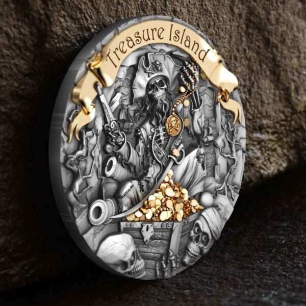 2024 Cameroon Treasure Island 2 oz Silver Antiqued High Relief Coin - Image 6