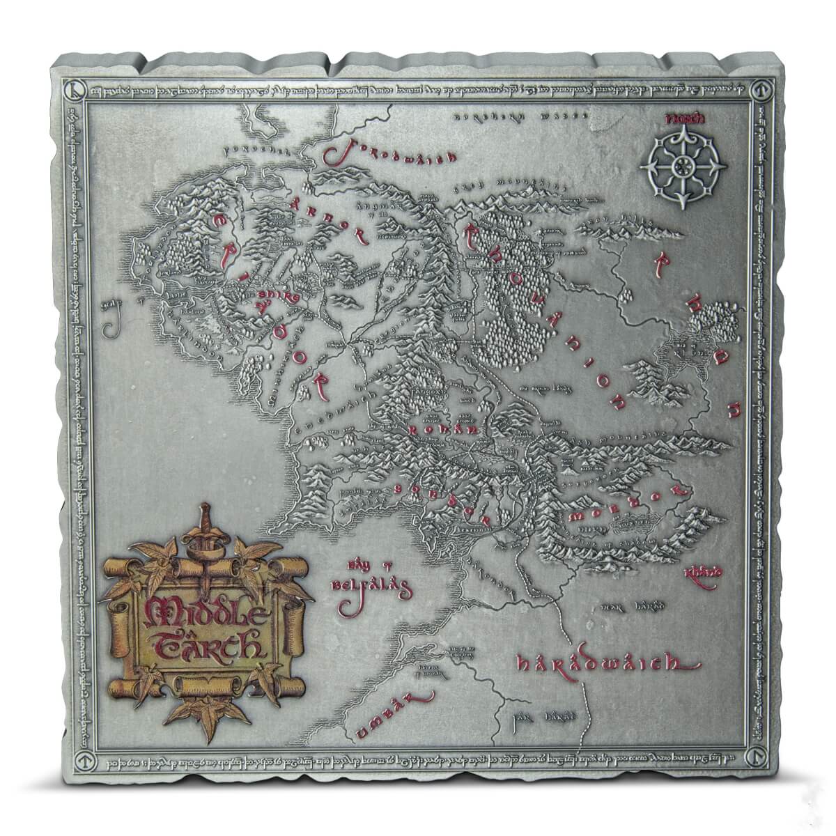 2024 Niue Lord of the Rings Middle Earth Map 5 oz Silver Antiqued Coin ...