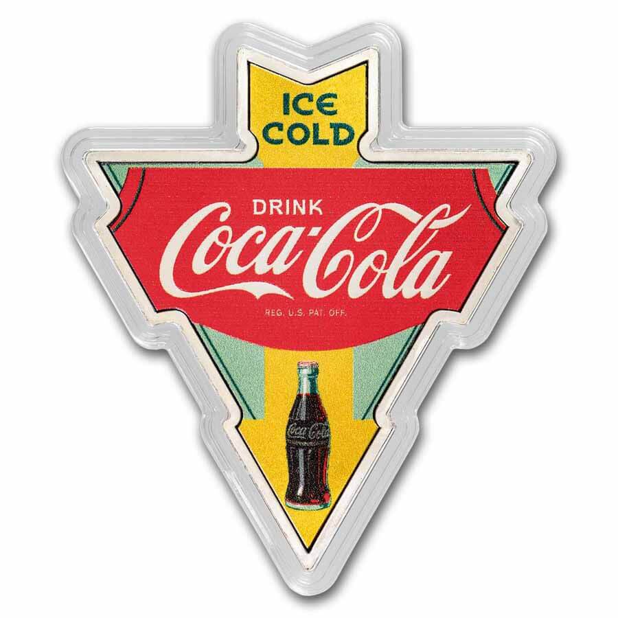 2024 Coca-Cola 1930's Vintage Sign 1 oz Silver Colorized Shaped Coin -  GRReserve.com