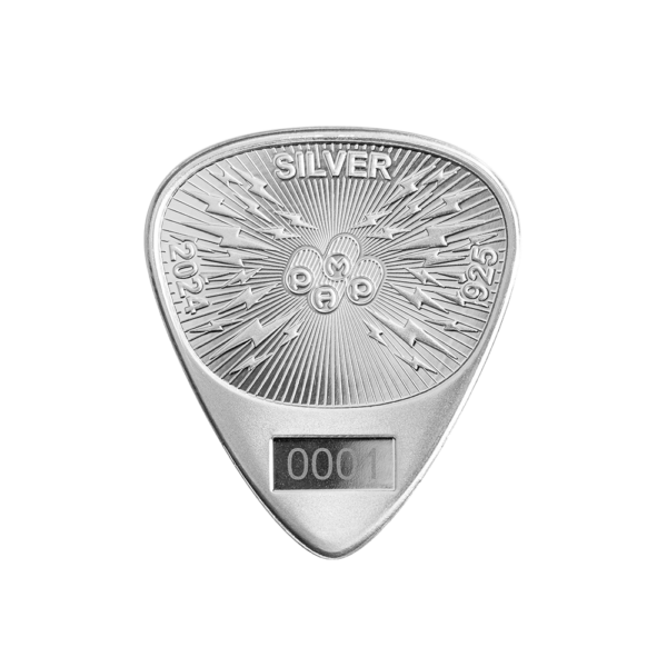 2024 Fender 70th Ann. Stratocaster Guitar Pick 10 Gram Silver Shaped Coin - Image 2