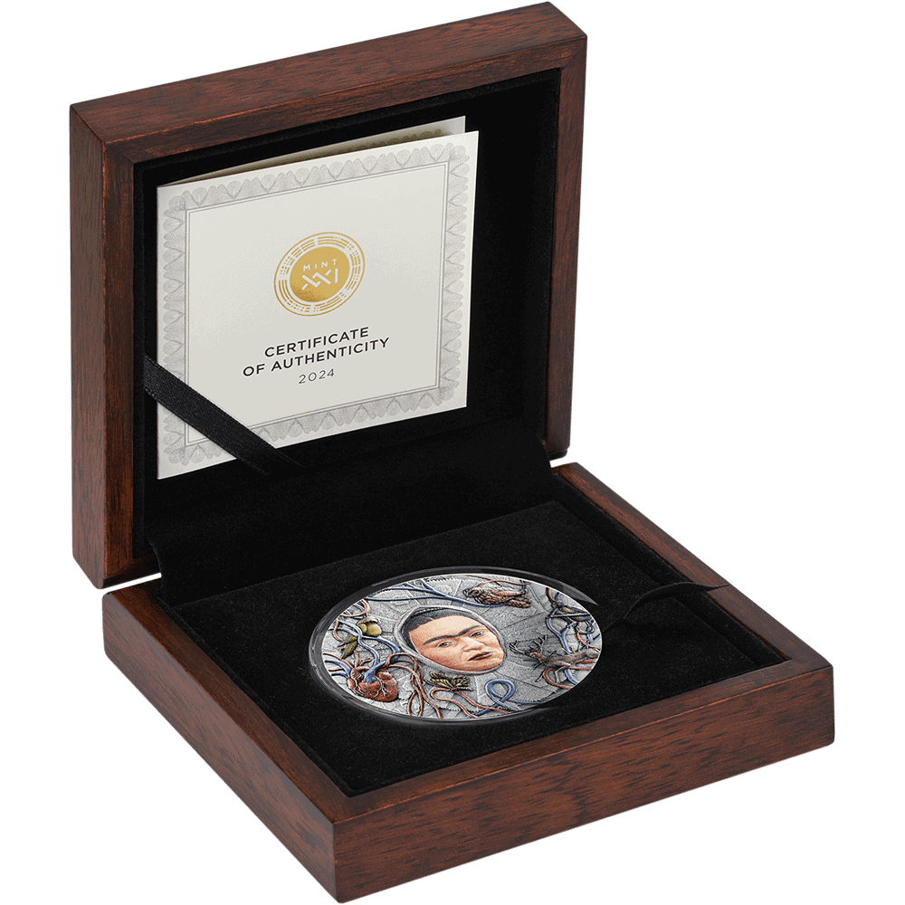 Rare collectible coin featuring a detailed portrait of a woman, surrounded by intricate ocean-inspired designs, encased in a polished silver finish.