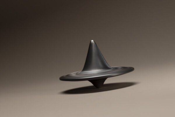 Silver spinning top coin from 2023, collectible Ukraine currency.