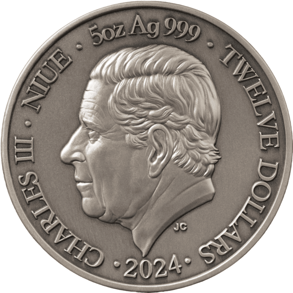 2024 South Africa 2 Rand coin with a profile of Nelson Mandela, silver color, 1.5 oz, commemorative coin.