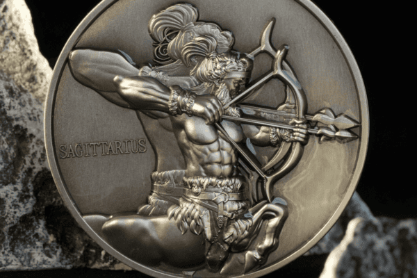 1992 United States Sagittarius zodiac coin with detailed archer illustration.