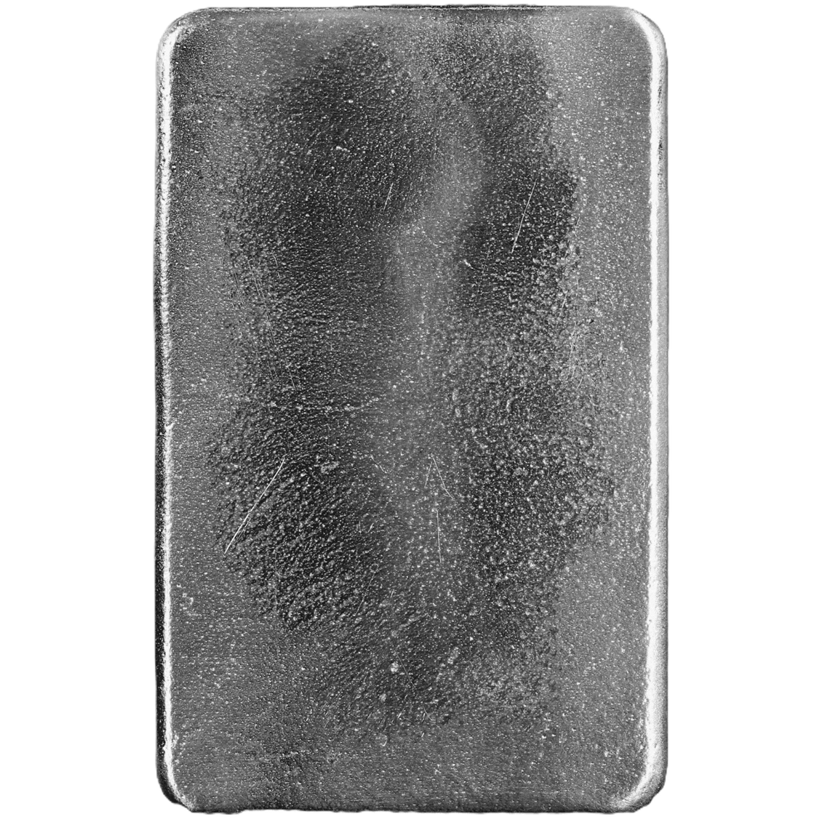10oz .999 silver poured bar from 2023, minted by GR Reserve, viewed from the front, showcasing its sleek design and.