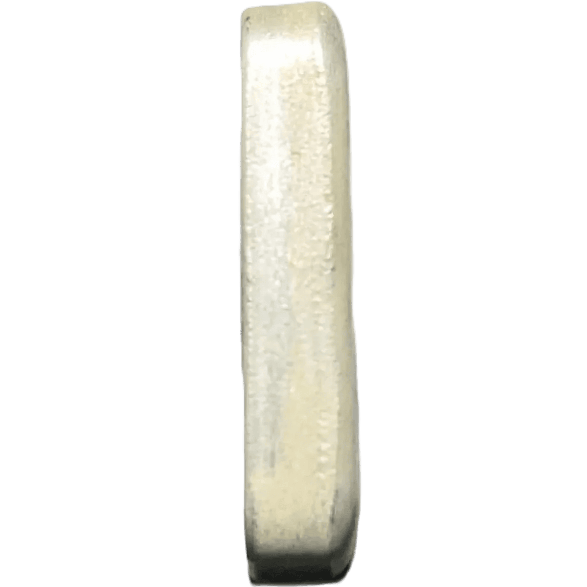 Shiny silver 1oz .999 poured bar from 2023, minted by GR Reserve, shown from a side angle highlighting its sleek de.