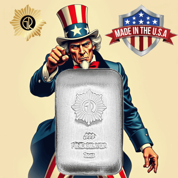 999 Fine Silver 2021 patriotic collectible coin, featuring a USA-themed design with Uncle Sam and patriotic symbols.