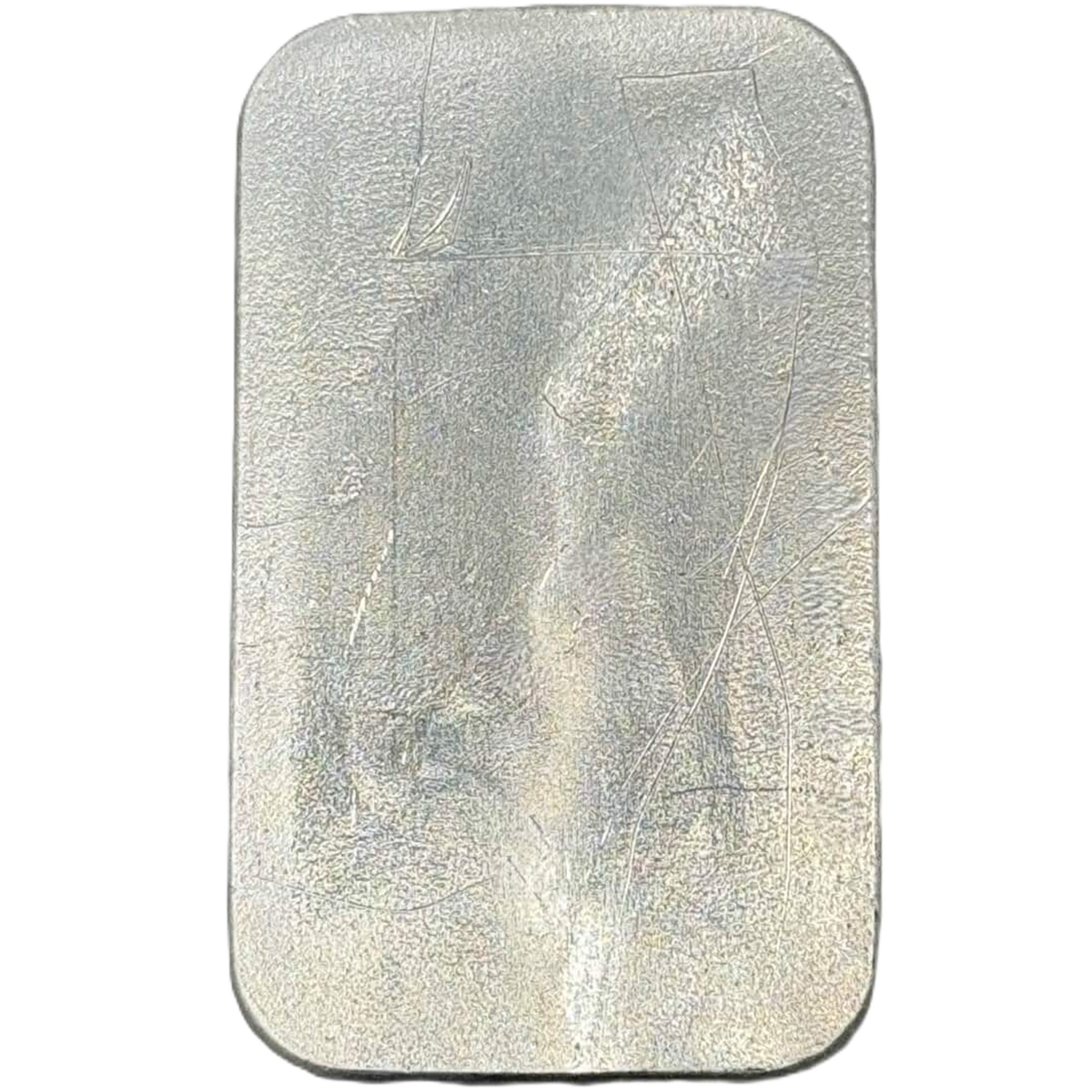 A detailed shot of the 2023 GR Reserve 5oz .999 Silver Poured Bar, minted by the US, showcasing its textured surfac.