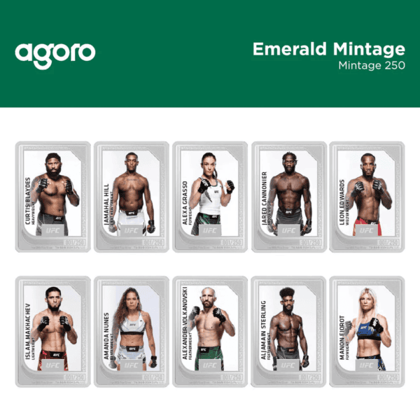 UFC UFC EMERALD MINTAGE COLLECTIBLE COINS COA BACK 250 2024 MMA Fighters UFC memorabilia.