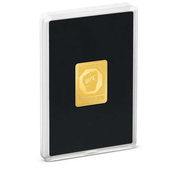 UFC 2024 commemorative gold coin, limited edition, 1/10 oz, highly collectible sports memorabilia.