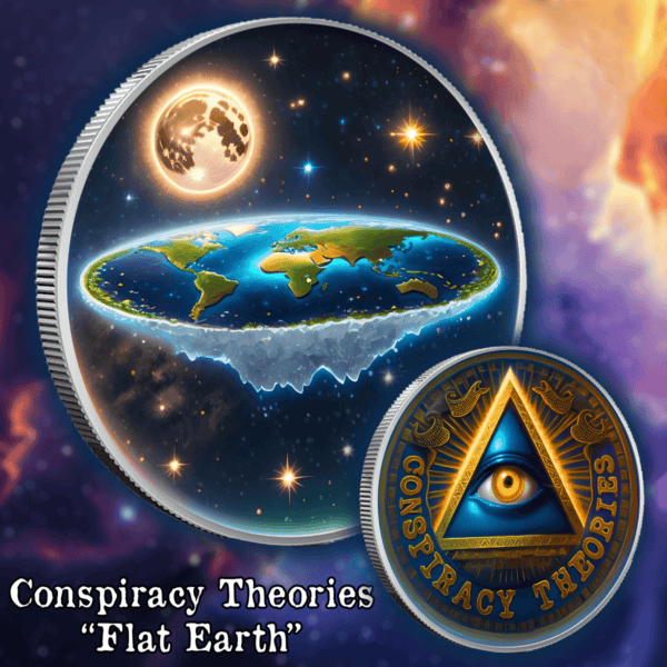 2024 Intaglio Conspiracy Theory Flat Earth 1 oz Silver Colorized Coin - Image 3