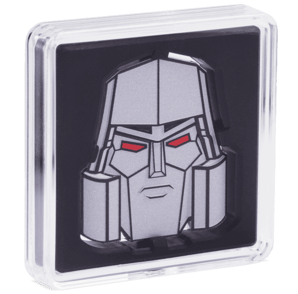 Another view of the presentation cap for the 2024 Niue Megatron Head 1 oz Silver Coin