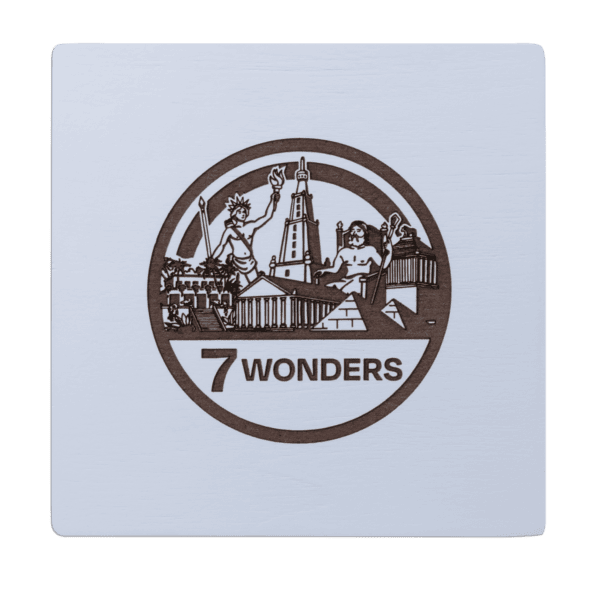 Close-up detail of the 2025 Solomon Islands 100 gram silver coin, showing the "7 WONDERS" inscription.
