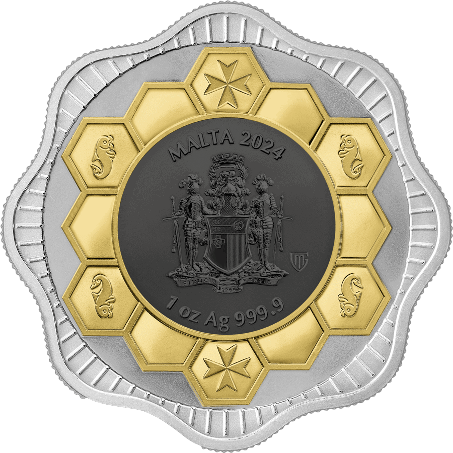 2024 Malta Maltese Bee 1 oz Silver Gilded Ruthenium Plated Coin