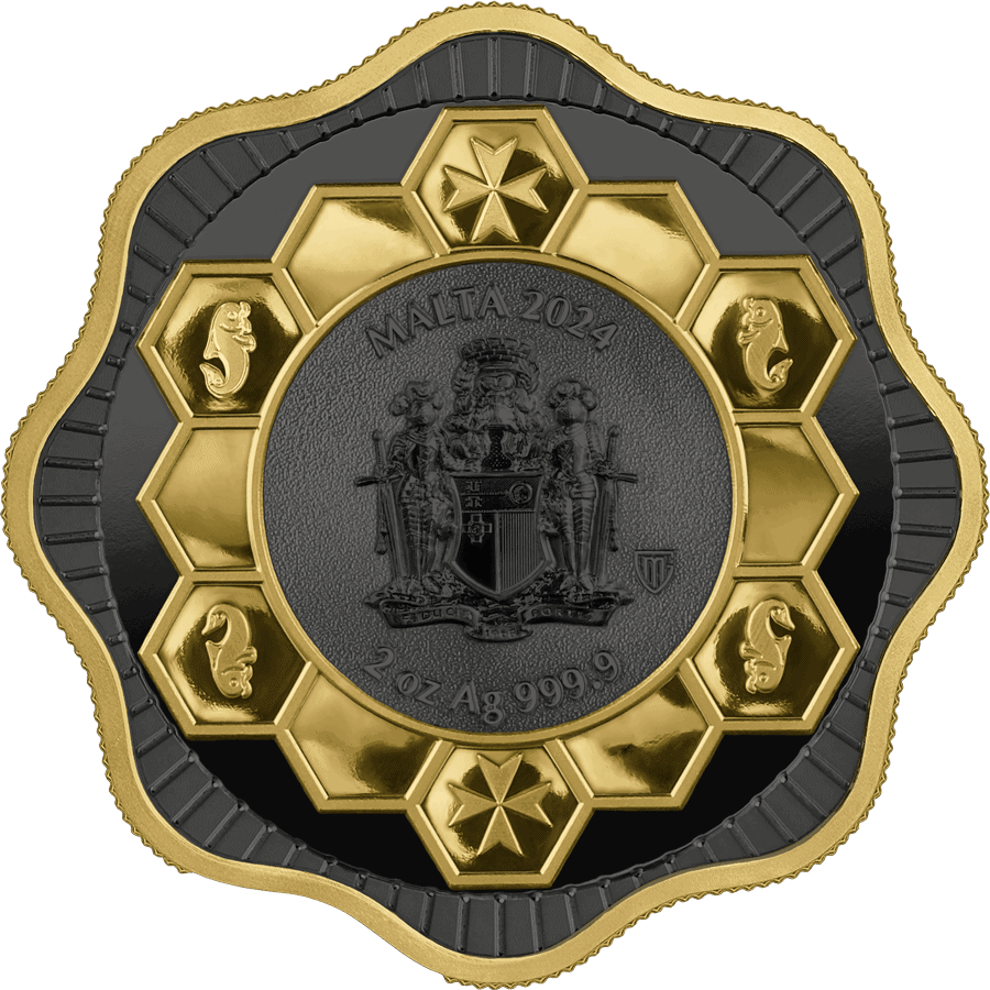 2024 Malta Maltese Bee 2 oz Silver High Relief Gilded Ruthenium Plated Coin - Image 2