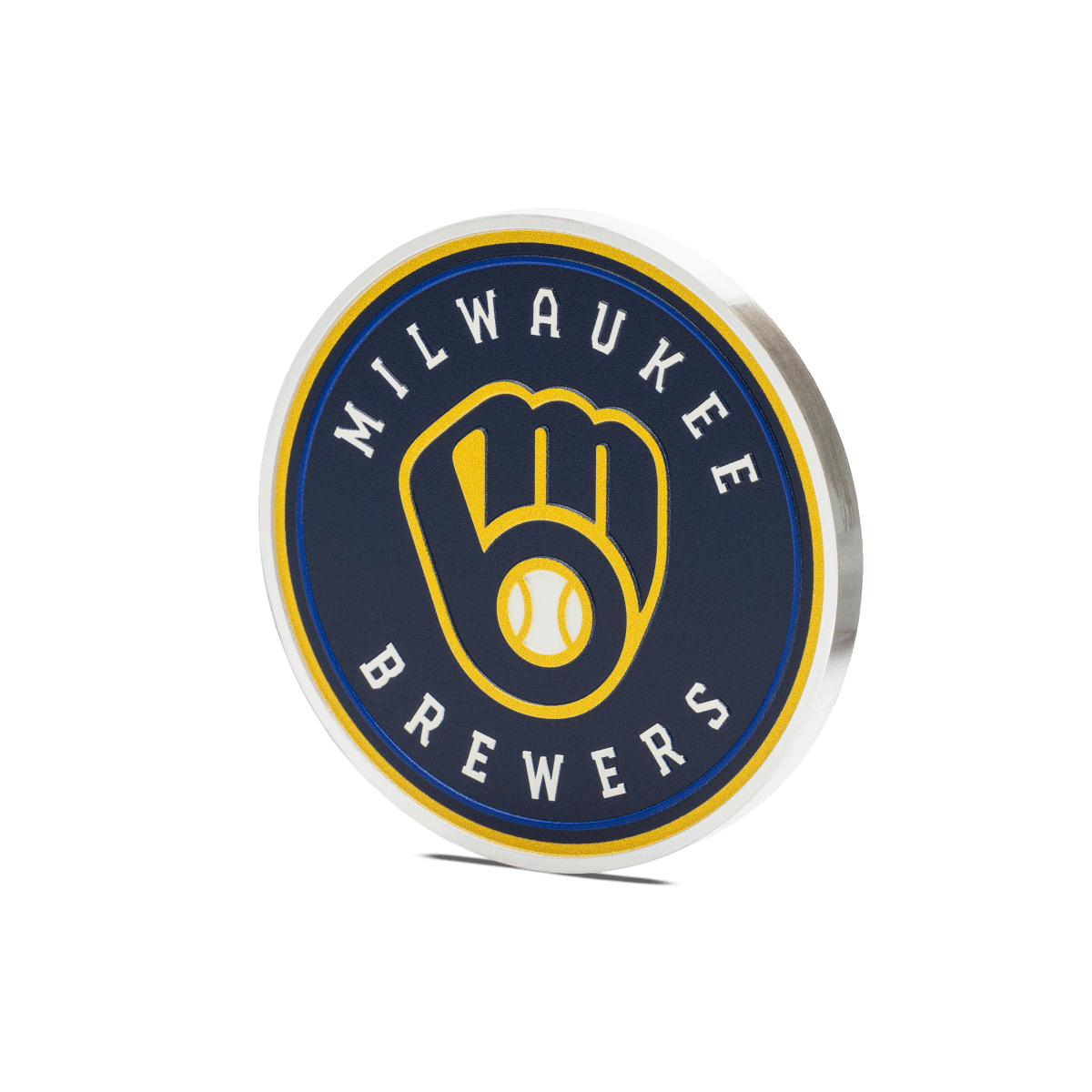 Milwaukee Ale House 2023 collectible coin with brewery logo, blue, yellow, and white design.