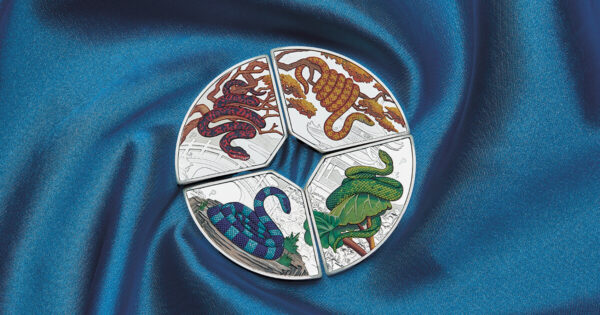 2025 Tuvalu Lunar Year of the Snake Quadrant 4 oz Silver Colorized Proof Coin Set - Image 5