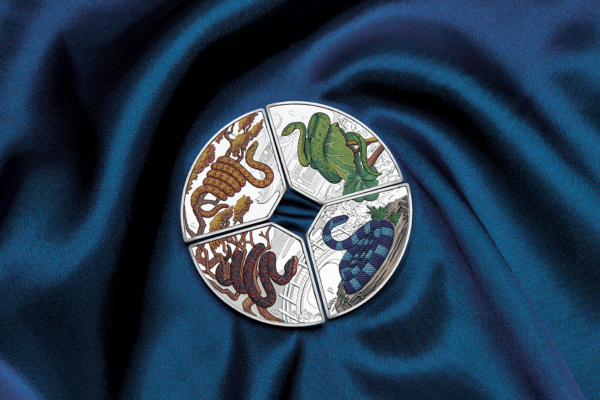 2025 Tuvalu Lunar Year of the Snake Quadrant 4 oz Silver Colorized Proof Coin Set - Image 8